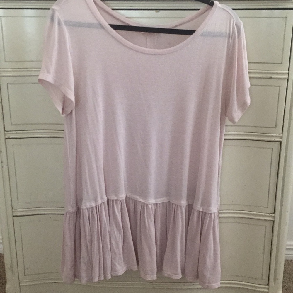 Easel Blush Pink Peplum Top